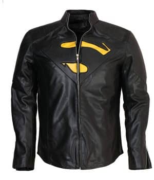 Superman Cosplay Black Leather Jacket