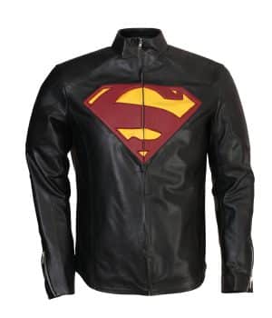 Biker Superman Logo Leather Jacket